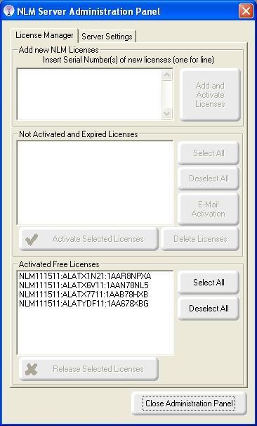 Upravljanje serverom i promjena konfiguracije Pristup administracijskom panelu Nakon što je NLM Monitor spojen na NLM Server možete pristupiti administracijskom panelu klikom na Administrate the