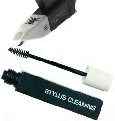 Phono STYLUS NEEDLE CLEANER BRUSH N LIQUID anti-static cleaning solution with bottle brush in lid.