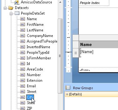 Fields can be added simply via drag-and-drop from the Report Data pane to the design surface.