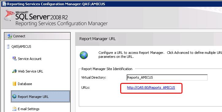 c Choose Report Manager URL in the navigation list at the