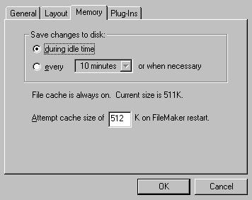 Installing FileMaker Pro in Windows 19 Changing the cache size To change the cache size that FileMaker Pro uses: 1. In FileMaker Pro, choose Edit menu > Preferences > Application. 2.