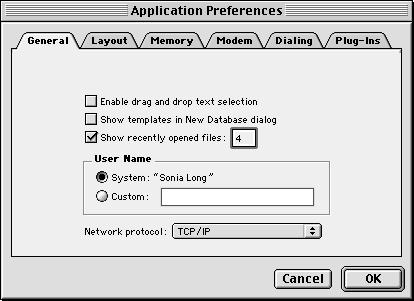 For Mac OS versions prior to 8.5, choose File menu > Get Info. Important The network protocol setting in FileMaker Pro must be the same on the host and all guest computers.