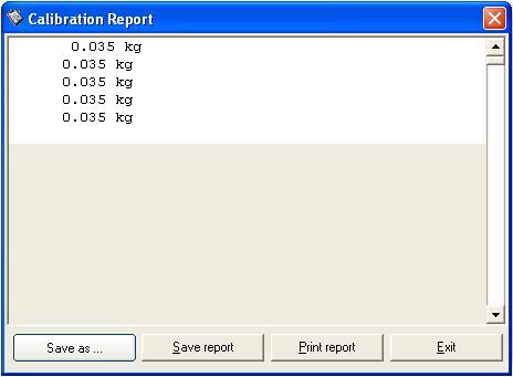 6. Calibration report In order to show all data send by a scale (not only measurements) press