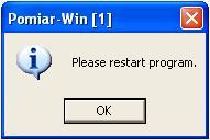 pressing OK, then the following message window appears: