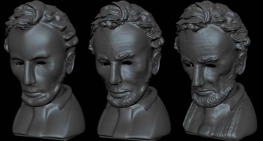 I decided to create a base mesh of this bust in Maya rather than work from a premade head model because I wanted to define the complicated silhouette of this bust and make the retopology process