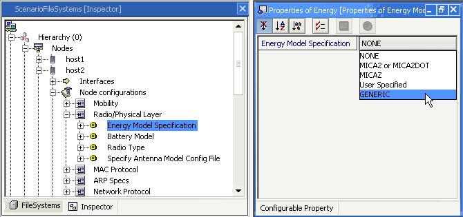 Radio Energy Models GUI Configuration The energy model specifies the consumed electrical current by each interface at different power states defined for that interface.