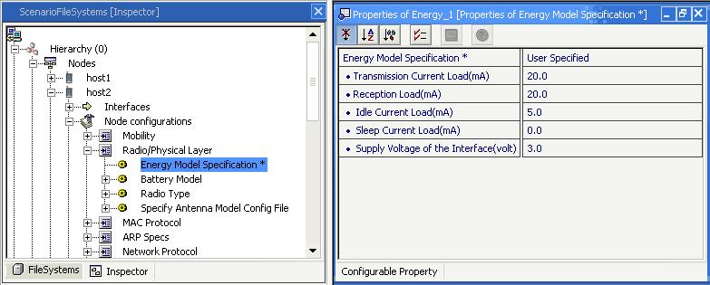 Radio Energy Models 2. If User Specified is selected as the energy model, then configure the model parameters, as shown in Figure 69. FIGURE 69.