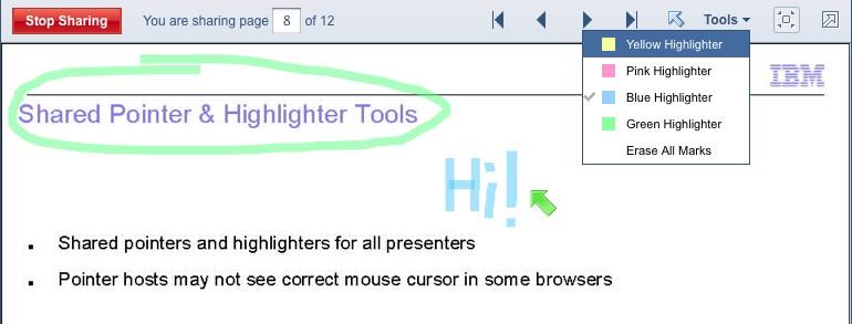 Web-Client: Shared Pointer & Highlighter Tools Shared pointers and highlighters