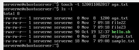 touch -t The touch command can set some properties while creating empty files.