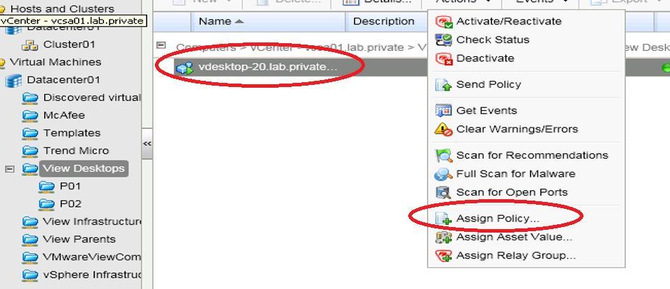 Next, right click on VM in Trend Manager and Assign