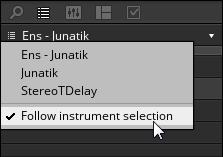 Snapshots and Presets Snapshot Master 2. Select the Follow instrument selection option.