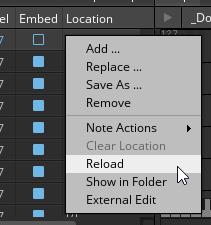 The Sample Map Editor The Map View The right-click menu of a non-embedded sample These options are: Reload: Reloads the audio file from the hard disk to refresh the sample held in REAK- TOR's memory.