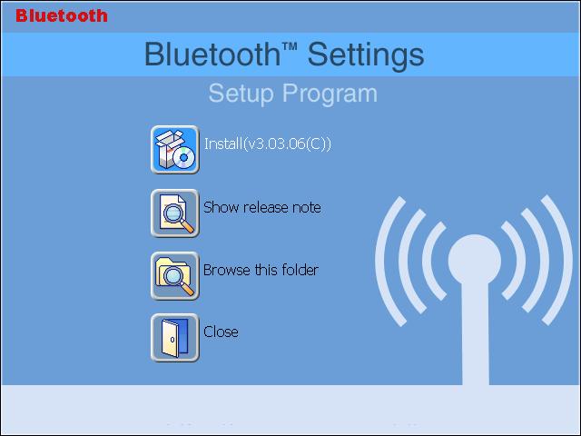 1.4 Install Bluetooth Drivers Insert the CD and the following screen should appear. Click on the Install button to start the software installation.
