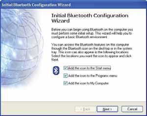 Setting up the Bluetooth software in Windows 2000 or Windows XP To set up the Bluetooth software in Windows 2000 or Windows XP: 1 If the Initial Bluetooth