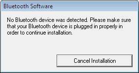 Note: If you have not plugged the Bluetooth adapter into a USB port on the computer, the