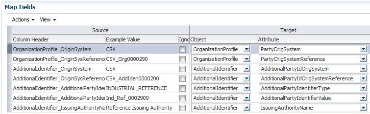 Chapter 2 Using File-Based Import The following figure shows a sample attribute mapping to import a new additional identifier for an existing organization.