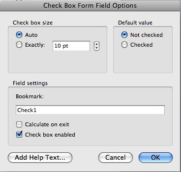 Adding a Check Box to Your Document Creating a Check Box Click to place the insertion point at the location in your document where you wish to insert your check box.