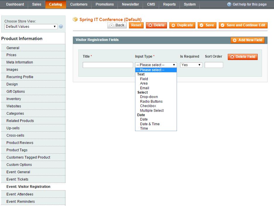 3. Custom registration fields creation Click here to add a new registration field. Specify field title and input type.