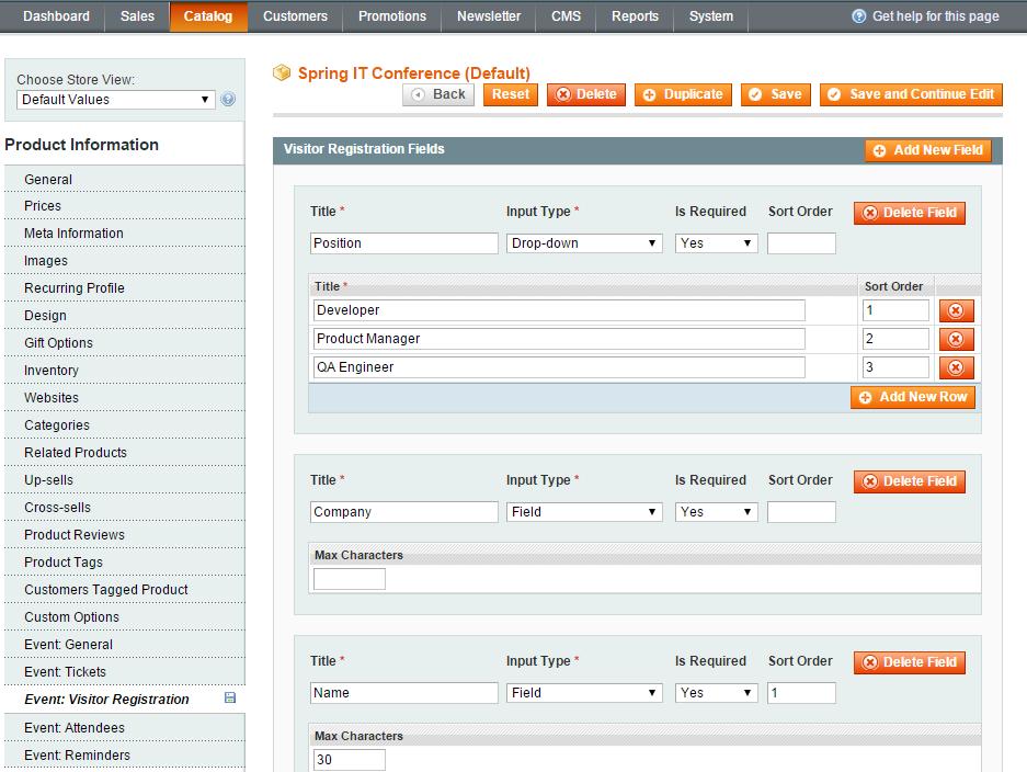 3. Custom registration fields creation Specify options and sort order for Select input type.