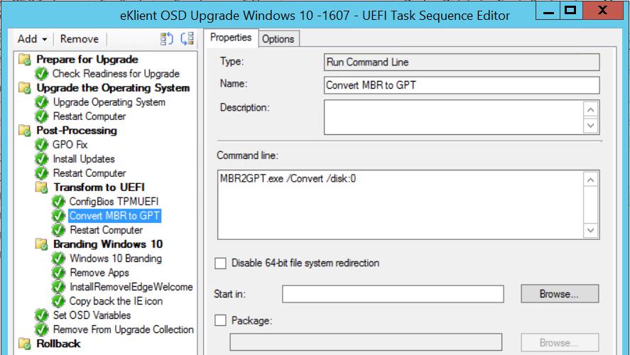 Convert MBR to GPT during in-place upgrade New in Windows 10 1703 Can convert MBR to GPT on an installed OS Built to run from WinPE You can use MBR2GPT to convert an MBR disk with BitLocker-encrypted