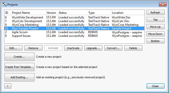 Managing Projects TestTrack projects contain all the information your team tracks, including issues, test cases, test runs, requirements, requirement documents, security groups, users, customers,