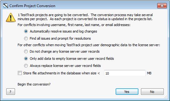 By default, projects are created in the TTServDb/TTDbs directory in the TestTrack application directory. You may be able to enter a full path depending on the server settings.
