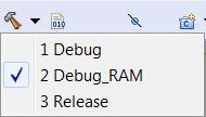 Project Build Configurations Set Active Debug_RAM Lastly, to debug