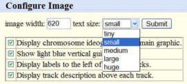 location in the genome to examine Image width: how many pixels in display window; 5000 max Configure: