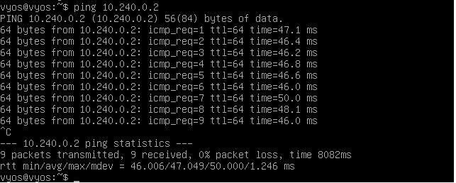 Testing the IPsec connection The IPsec tunnel can be tested from the router by using ICMP to ping a host on GCP.