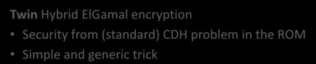 This talk: Encryption from standard Diffie-Hellman assumptions
