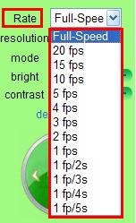 Rate and Resolution: Rate: Set video frame here, from full-speed to 1fp/5s. (Figure 3.