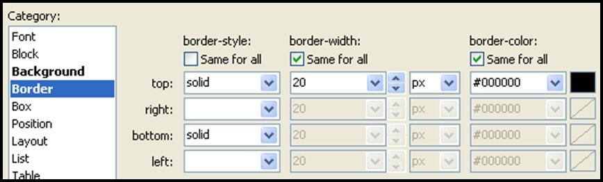 Click the Manage Styles tab. 2. Click New Style. 3. In Selector, type: #Header 4.