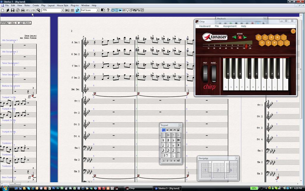 Chirp Virtual MIDI Keyboard Controller User Guide (Build 2.0) Load Sibelius. Click on File, then select Preferences. Select Input Devices - if Chirp installed properly then 1.