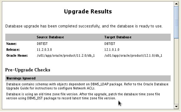 Summary of upgrade results Figure 11.