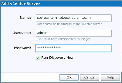 If this is not done, the Oracle host must be rediscovered after adding the vcenter. To add the vcenter server: 1. Select Settings > VMware vcenter Servers and click Add, as shown in Figure 56.