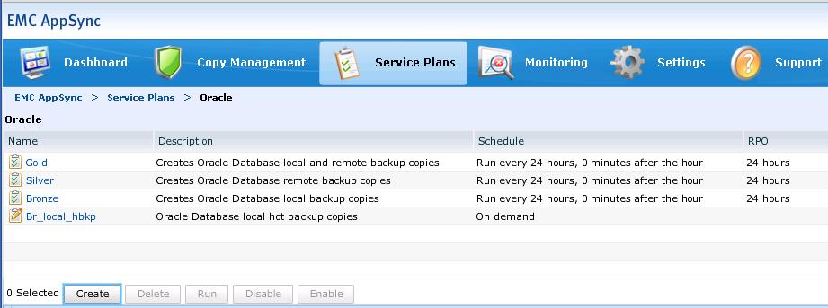 Appendix B: Creating Service Plans Creating service plans The following examples show how to create a new, customized service plan to protect an Oracle database.
