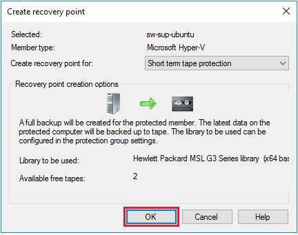 required Protection Group element and select "Create recovery