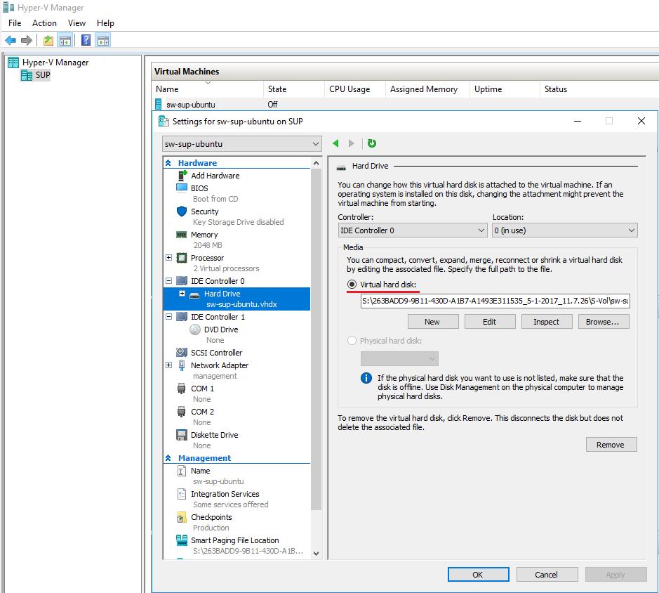 Now we can go to the Hyper-V Manager of the server we have