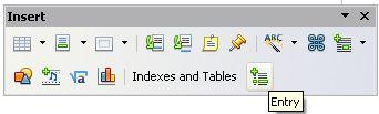 If the text of an index entry has been changed from the text of the word selected, the index entry is marked by a small gray rectangle at the start of that word.
