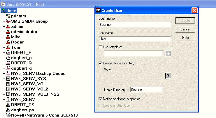 2. Enter the login information, check the Create Home Directory box, and check