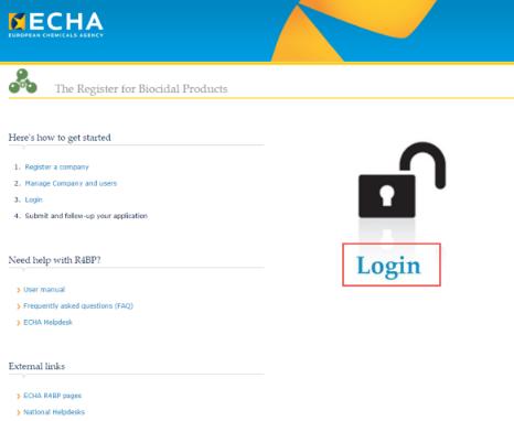 New User of ECHA IT tools ECHA Accounts allows you to login to ECHA IT tools such as R4BP 3. If you are not yet a user, the creation of an account will be required.