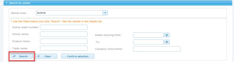 0 The selected assets will appear at the bottom of the page, in selected assets.