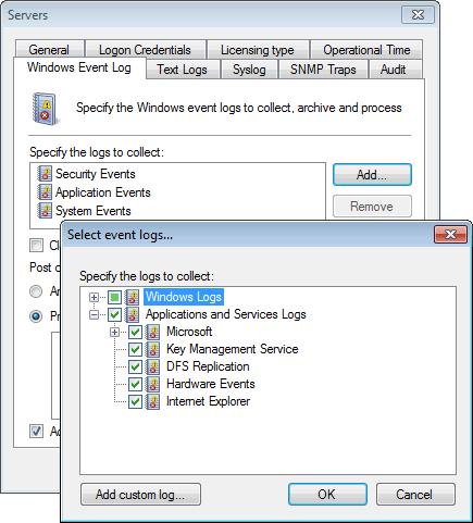 OPTION Process the logs with the rules selected below, before archiving Write extended tags to database DESCRIPTION Select this option and select the events processing rules you want to run against