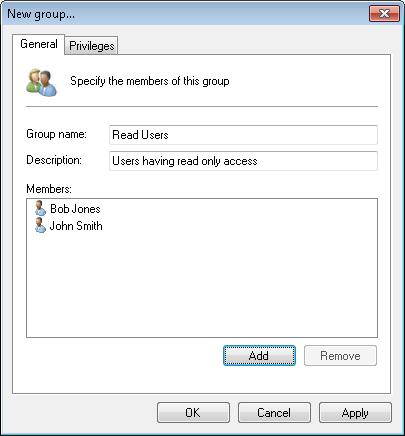 » Deleting user groups 10.3.1 Creating a group To create a group: 1. Click Configuration tab and select Options. 2. Expand the Users and Groups node. 3.