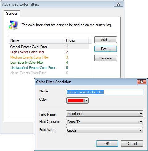 Screenshot 17 - Advanced Color Filter 3. Click Add button. Specify filter name and configure event filter parameters. 4. Click OK button to save filter settings. 5.