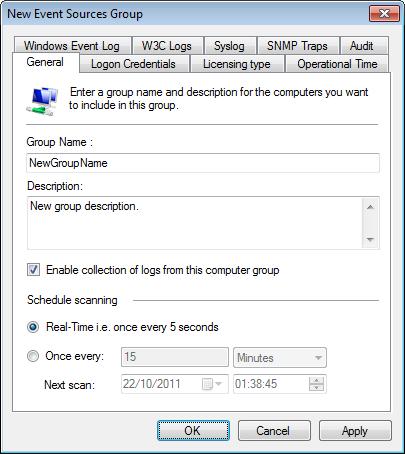 Screenshot 49 - Add new event source group 5. Key in a valid name and a description (optional).
