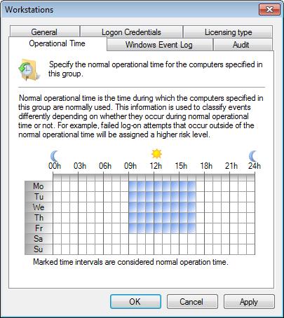 Screenshot 56 - Specify operational time Operational time is configurable on computer group basis.