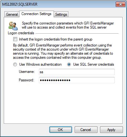 Screenshot 63 - Microsoft SQL Database properties: Connection Settings tab 5.