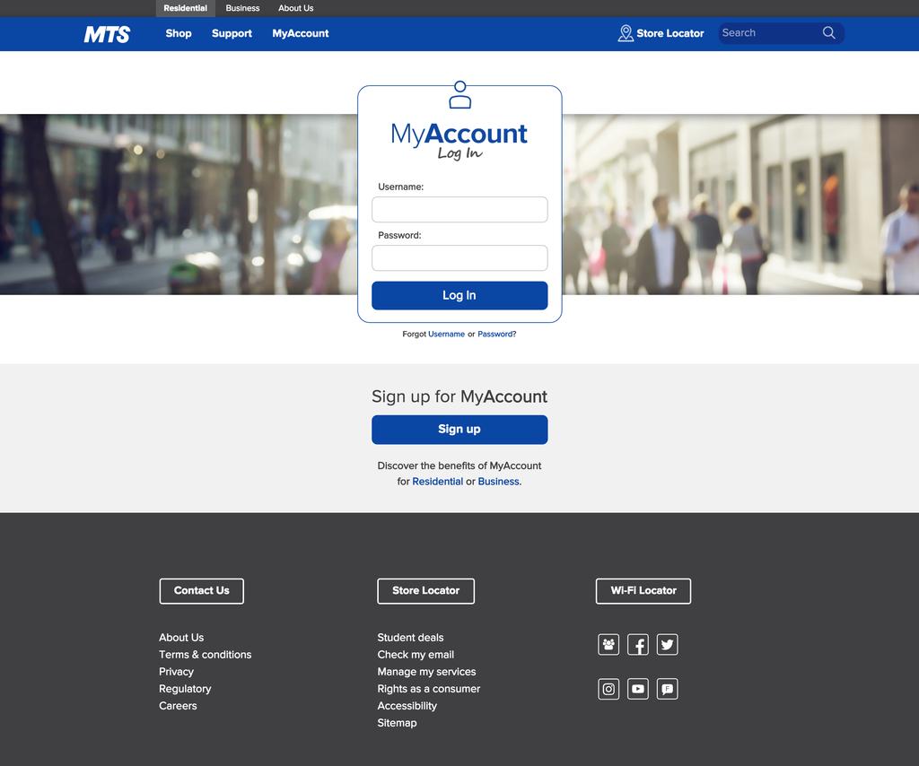 MyAccount for Business Getting Started How to register for MyAccount for Business: MTS MyAccount for Business lets you manage your MTS wireless accounts and services online with a single username and