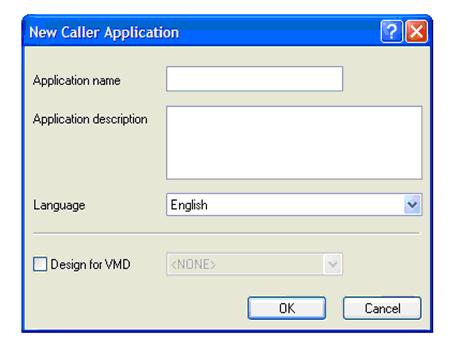 The following New Caller Application box will be displayed: Fill in each field in the New Caller Application dialog. 1. Application Name Assign a name to your new caller application.